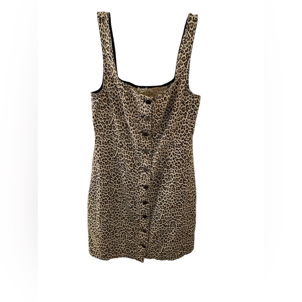 En Creme Women's Leopard Print Tank Top Button Down Dress Size Small Body con